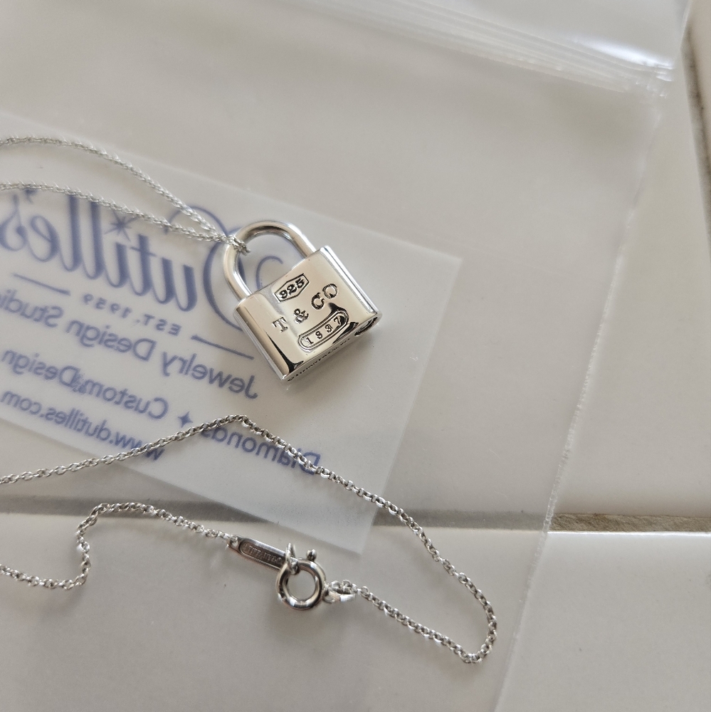 Pristine Authentic Tiffany & Co. Padlock Charm Pendant Necklace